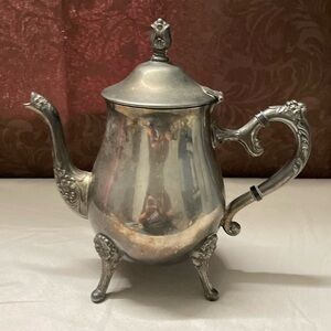 Vintage Silver Plated Small Floral Teapot